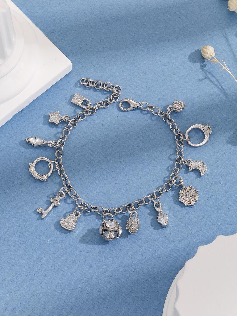 European and American Style 925 Silver Pendant Bracelet: Elegant Multi-Element Jewelry for Women