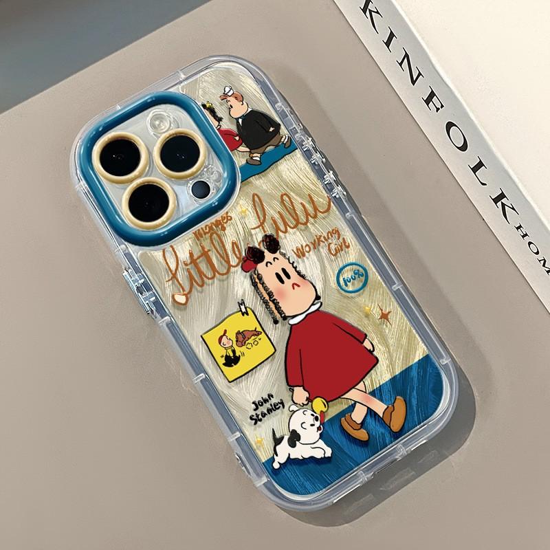 

Curly Lulu and Puppy for IPhone16pro Mobile Phone Case for Apple 15pro Cream Feather Yarn 15 Full Package For OPPO A93s