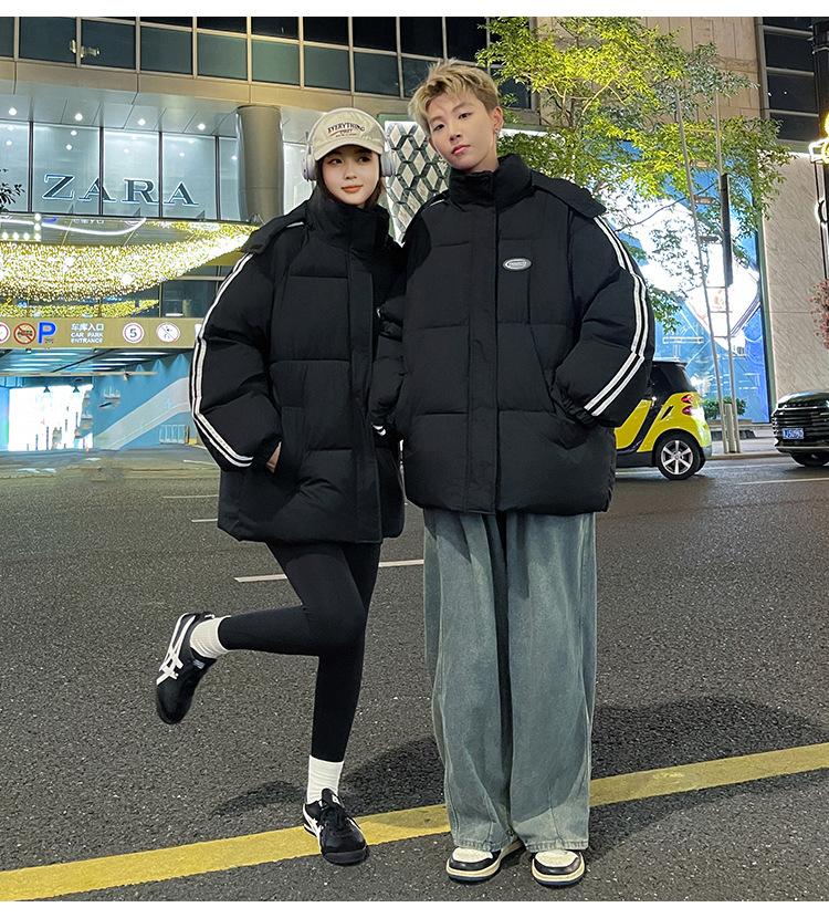 Down cotton-padded clothes for men and women in winter new loose college style couple versatile hooded cotton-padded jacket thick jacket