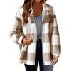 Fashionable Women's Plaid Lambskin Jacket With Pockets Button Plush Coat