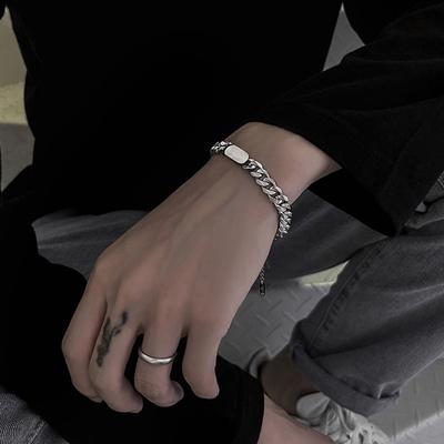 Titanium Steel Trendy Square Bracelet Hip-Hop Fashion Simple Personality Cold Cool Style Bracelet Hand Jewelry Gift