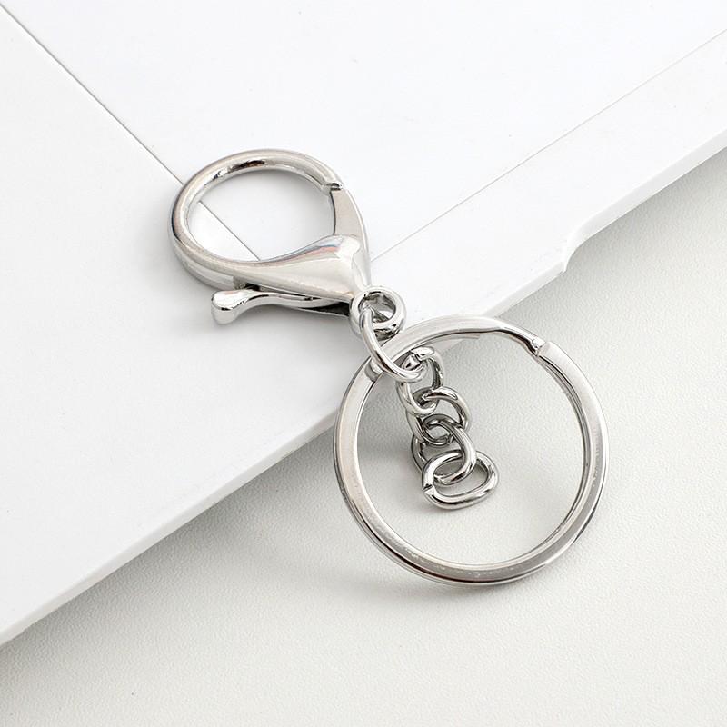 Zinc Alloy Keychain Set: Metal Lobster Clasp, 8-Shaped Ring, 4-Section Chain Ring Clasp