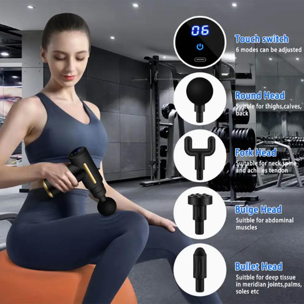 Household Electric Fascia Gun, Relieving Muscle Pain, Multi-massage Head Suitable for Whole Body Fitness Party