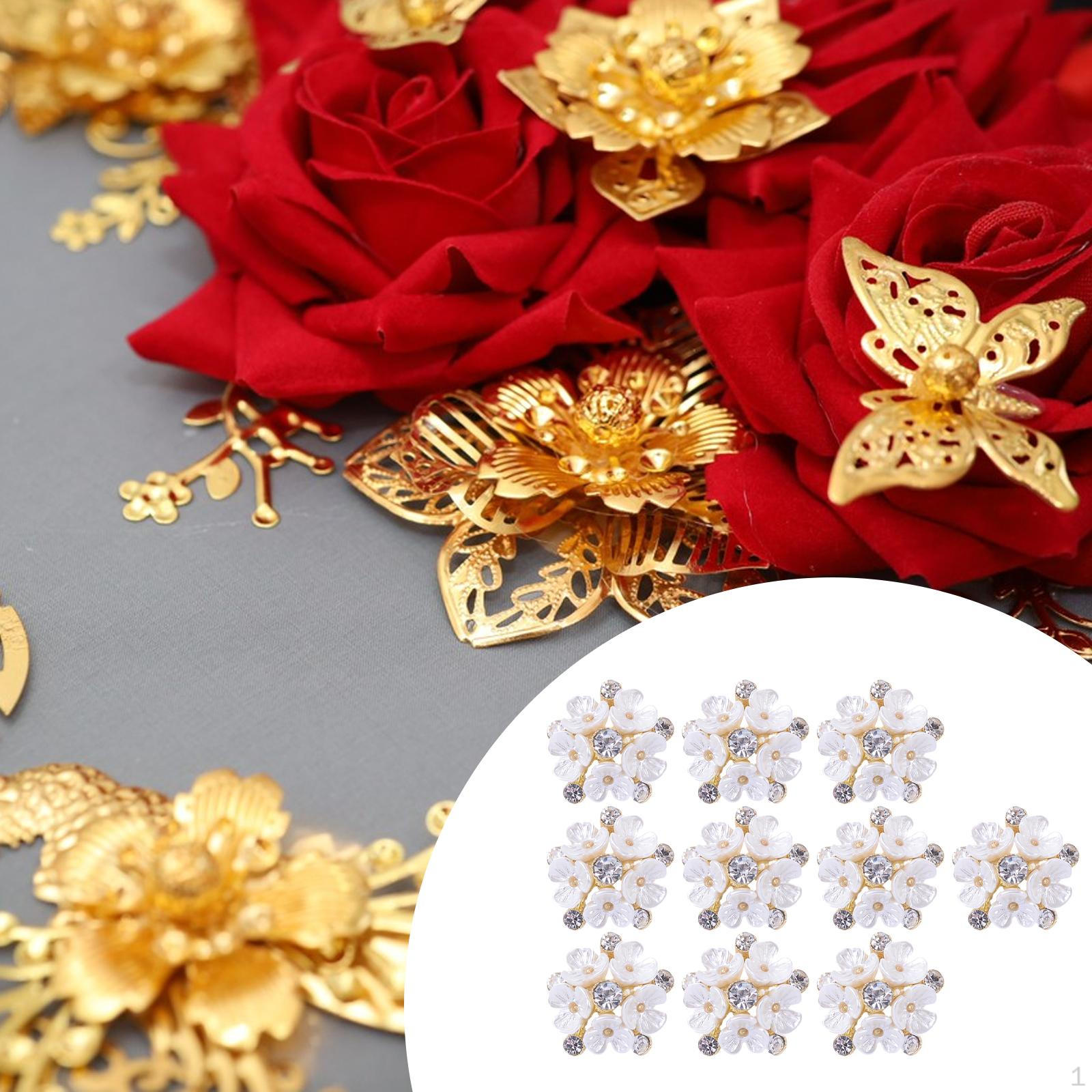 

10 Count Flower Rhinestone Embellishments for Jewelry , Bridal Accessories type C