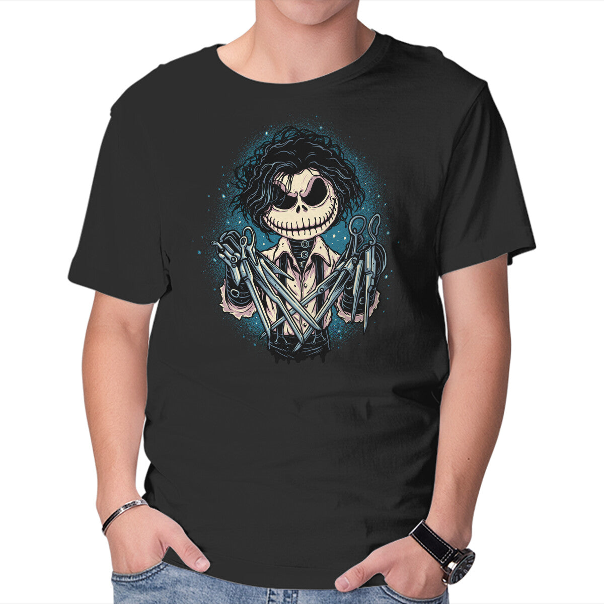 Unisex Crew Neck T-Shirt Nightmare About Scissors Graphic Short Sleeve Casual Tee XXXXL