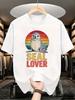 1pc Male Graphic T Shirt Retro Seal Lover Print Short Sleeve Crew Neck for Teenagers, for Teenager