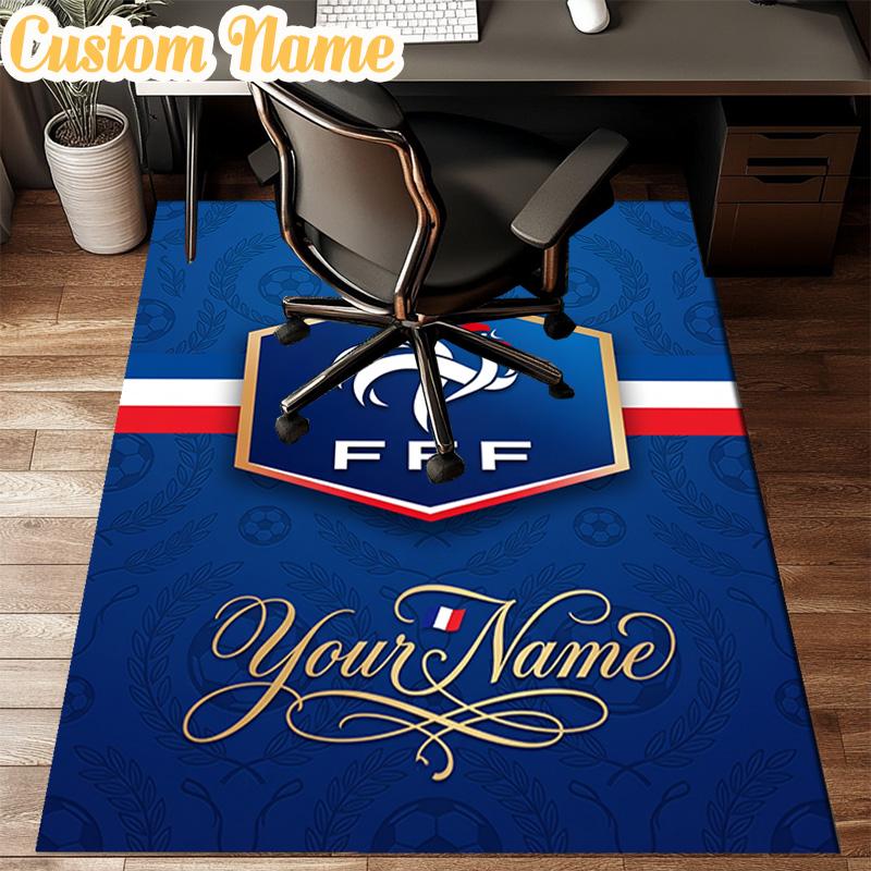 Custom Name France Football Emblem Rug Office Rug Chair Mat Non Slip Carpet Rugs for Bedrooms Dining Room Living Room Home Decor gifts