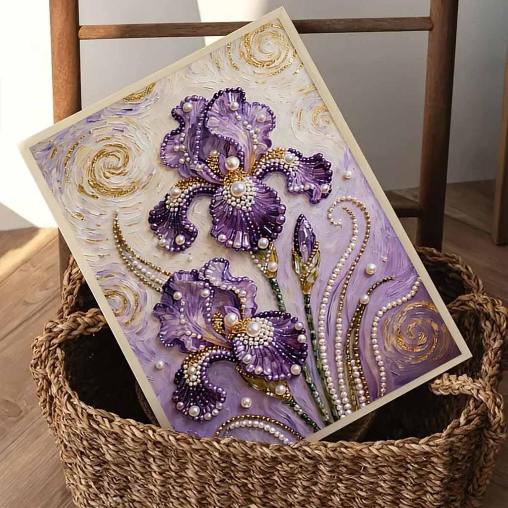 Pearl Purple Flower DIY Diamond Art Kits 15.7x19.6inch Gem Art Diamond Painting Kits Without Frame for Adults Gift Idea Home Wall Decor