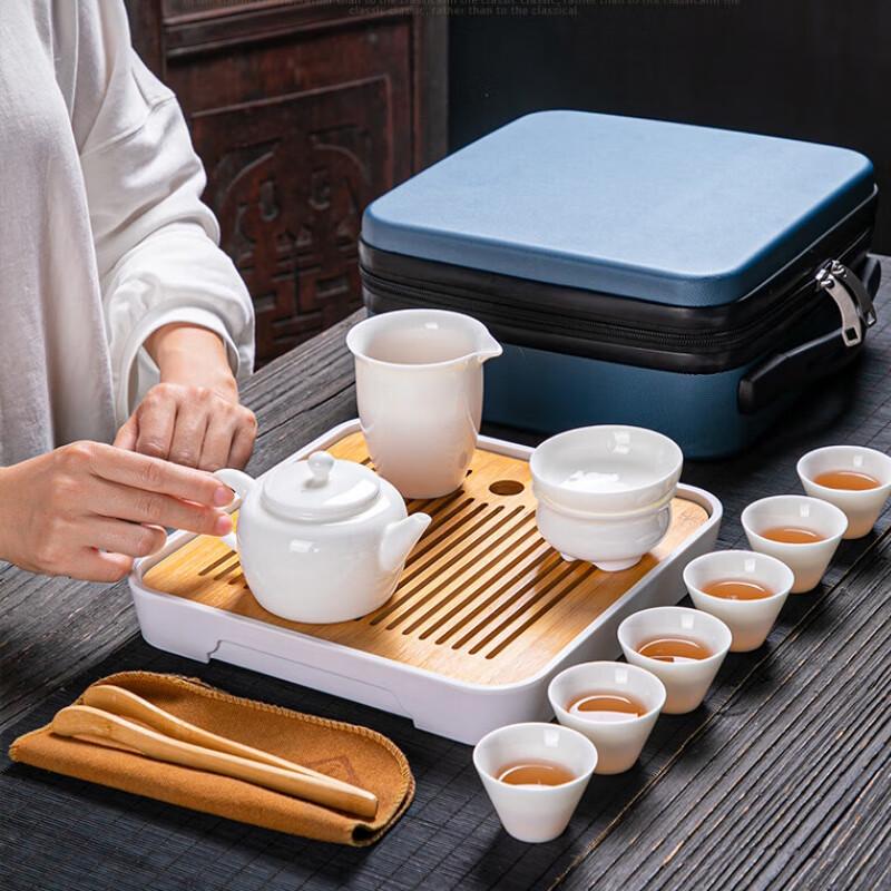 Tuopai 10-Piece Glossy Porcelain Travel Tea Set