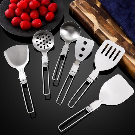 Stainless Steel Tableware Foldable Design Hollow Handle Portable Cookware Camping Hiking
