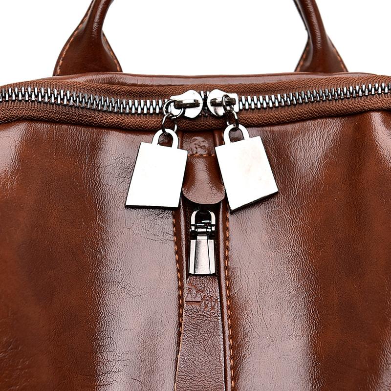 Women's Multi-Functional Backpack Dual-Use Shoulder Bag Soft Leather Travel Bag