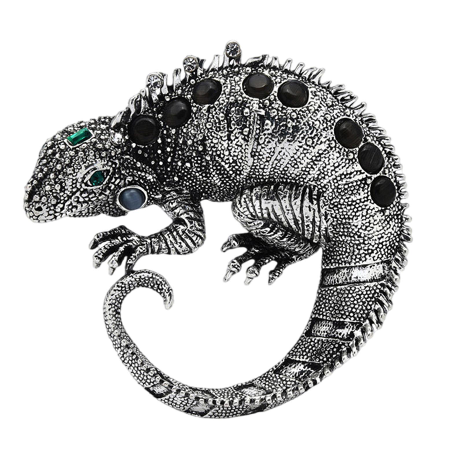 

Сплав Брошь в форме ящерицы Разноцветные стразы Животное Лацканный значок Устойчивый к ржавчине Нагрудная булавка Изысканный аксессуар серебряный