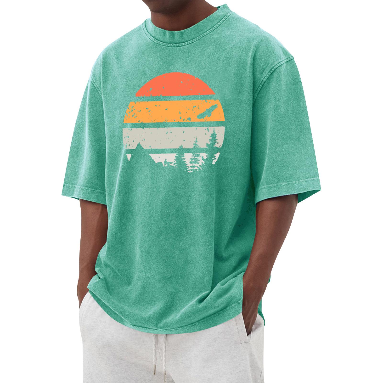 

Men s Round Neck Printed T-Shirt Casual Sports Short-Sleeve Top XL