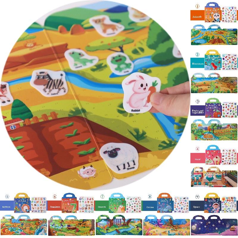 Early Education Sticker Book Develop Concentration With Reusable Stickers Of Animals Dinosaurs And Ocean Scenes