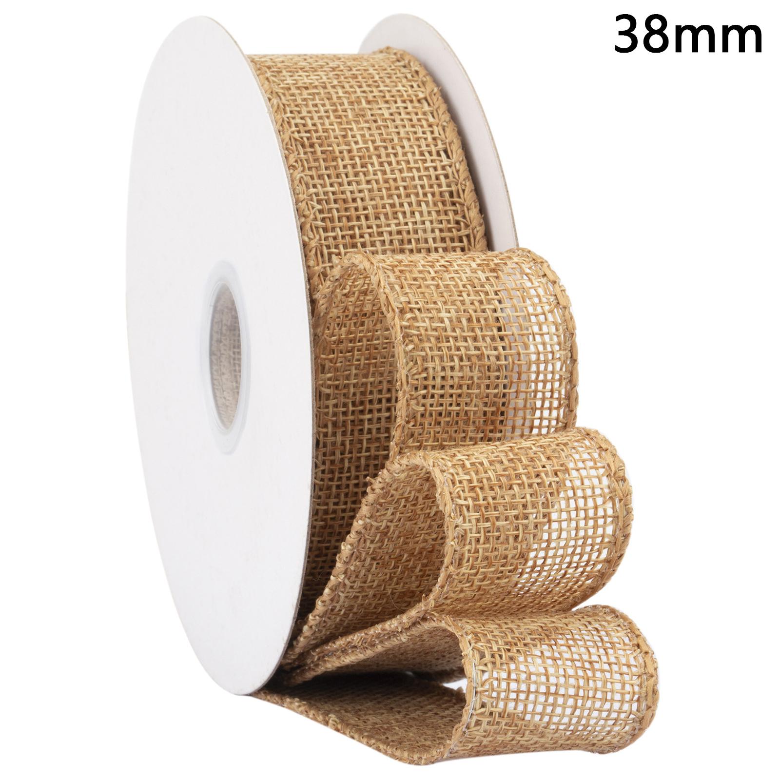 

38mm Width Artificial Burlap Ribbon with Wired Edge Christmas Gift Packing DIY Crafts Wrapping Material A