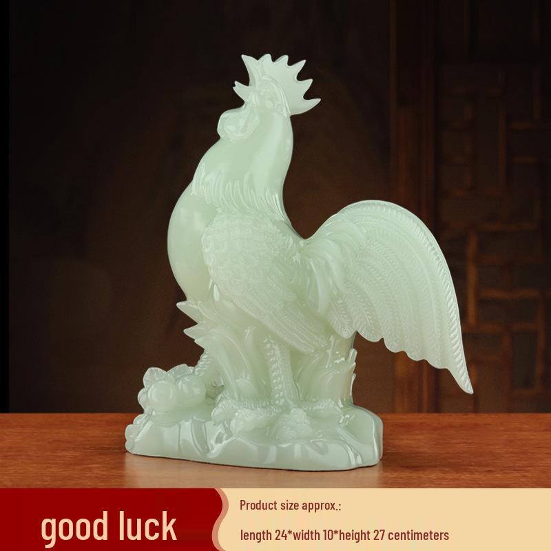 Prosperous Golden Rooster Ornament: Zodiac Rooster Display for Living Room or Office