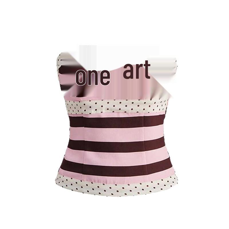 Strawberry Chocolate Contrast Color Strapless Cute Sleeveless Vest for Women