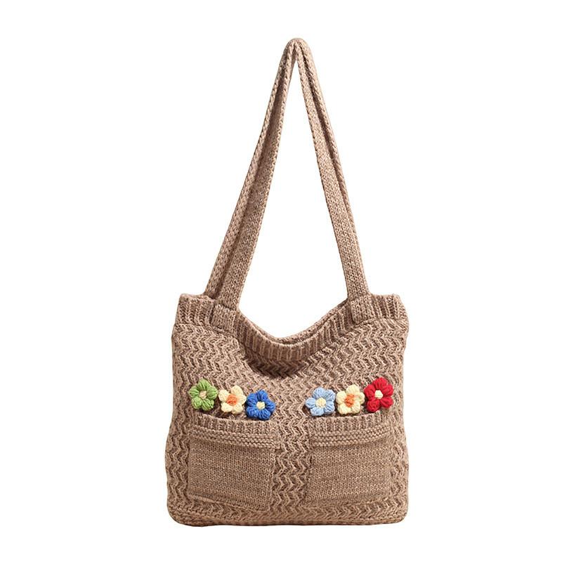 Cotton Woven Shoulder Bag With Open Top And Inner Pocket For Everyday Use