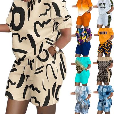 Conjunto de top e shorts casuais de verão com estampa 3D de grandes dimensões Conjuntos casuais de duas peças casuais da moda para mulheres agasalhos