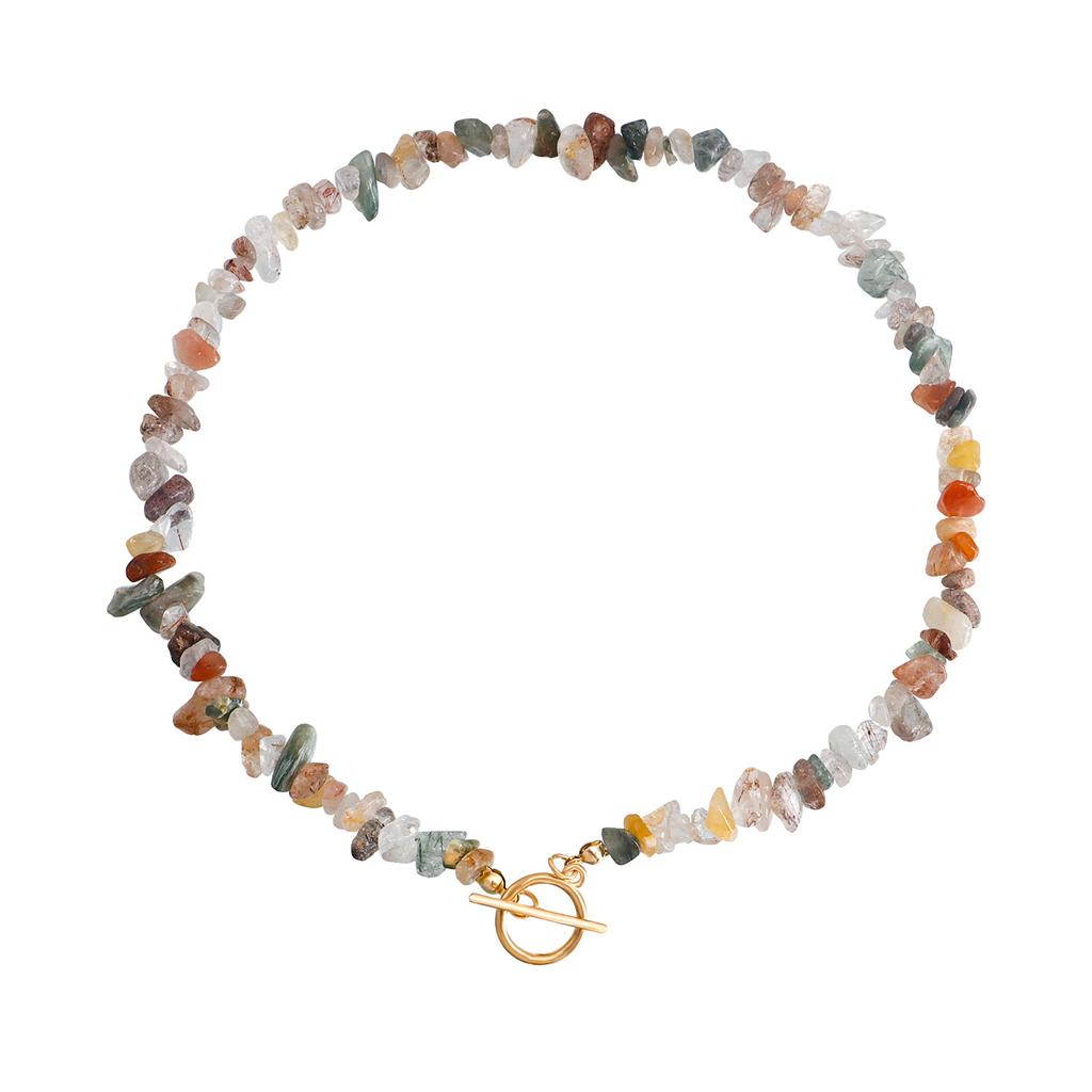 Large Special-shaped Pearl OT Buckle Necklace Femininity Simple Green Turquoise Necklace