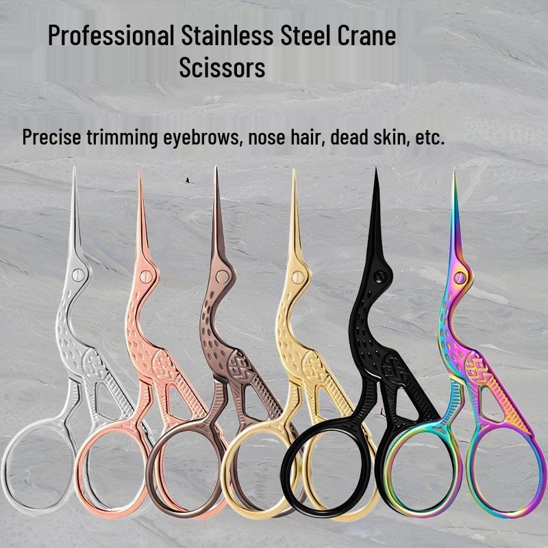 

Creative Golden Crane Retro Titanium Scissors for Cross Stitch and Tea Art Bulk Small Silver Crane