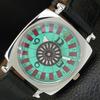 HAND-WINDING SWISS MENS VINTAGE POKER FACE REFURBISHED SEA GREEN WATCH A700948-5 R205a-a700948