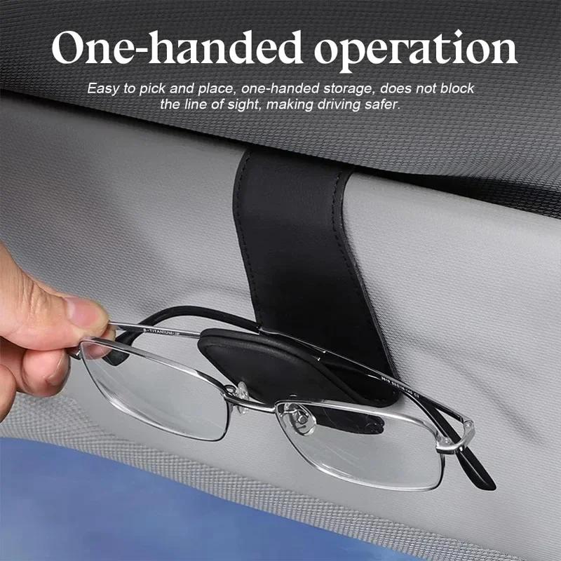 Car Glasses Clip Multifunction Sun Visor Leather Eyeglasses Clip Magnetic Sunglasses Holder Clip Hanger Universal Car Accessorie