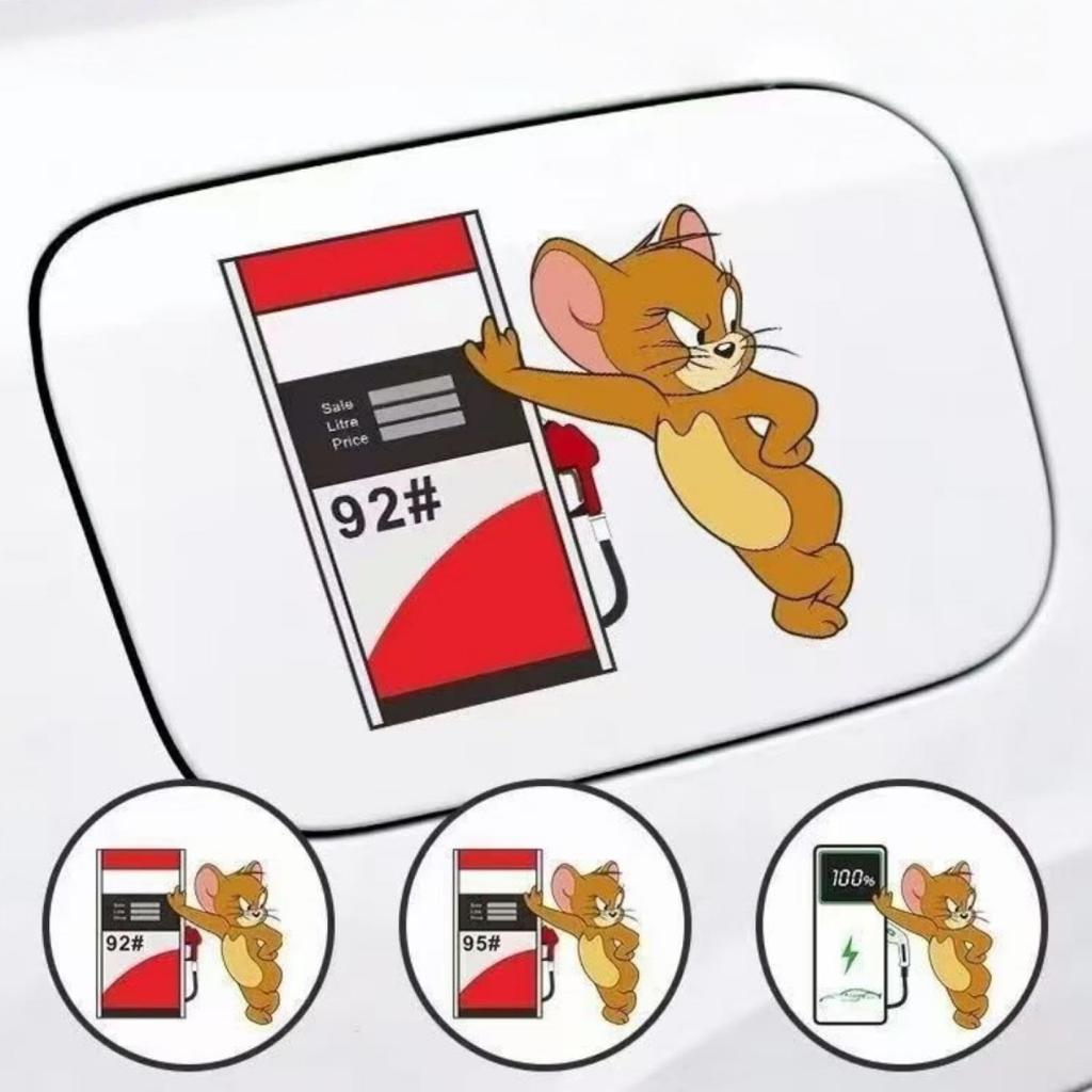 Tom and Jerry Car Cute Car Sticker Car Decoration PVC Waterproof Stylish and Funny for C (2-Piece) Stickers, Set, Stickers, Decals, Students, 2-Piece