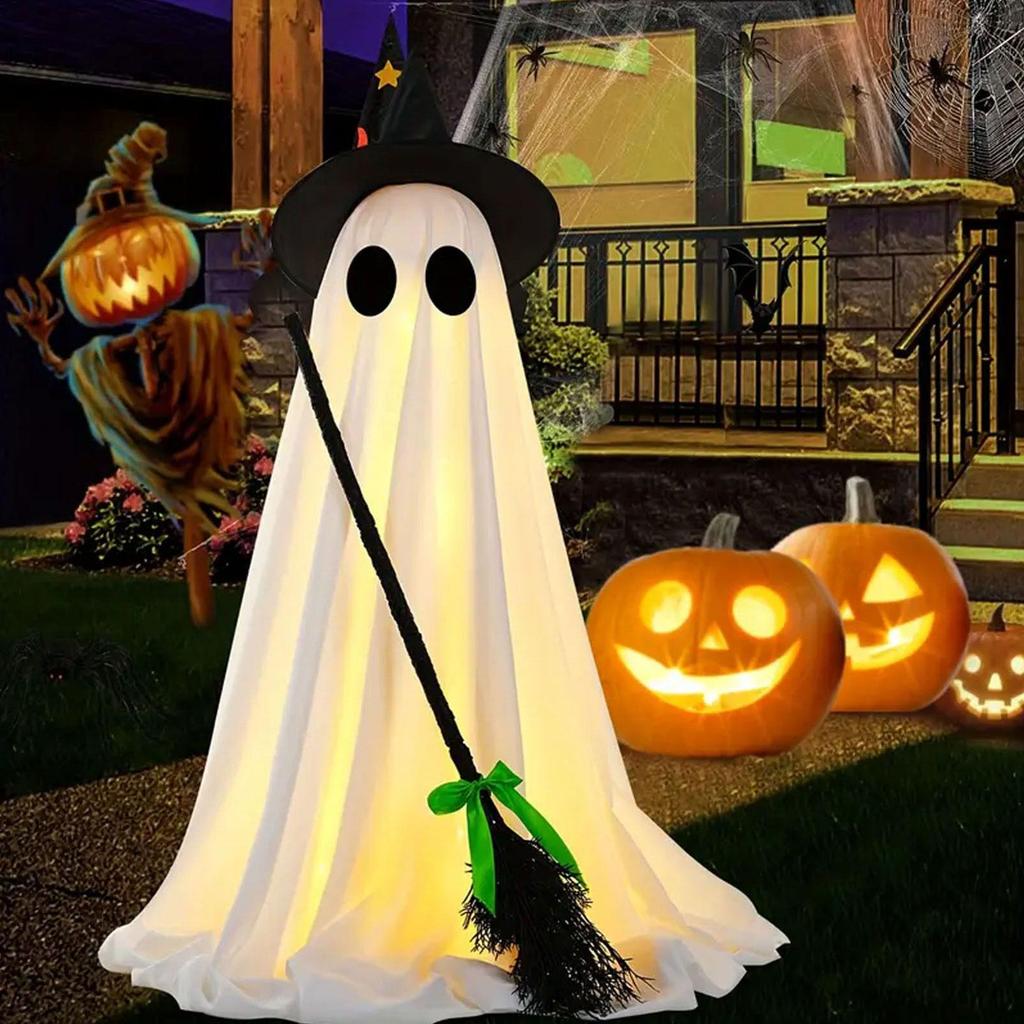 Light Up Ghost Decorations Outdoor Spooky Halloween Ghost Decor With Lights Seasonal Holiday Party Spooky Decor For Indoor