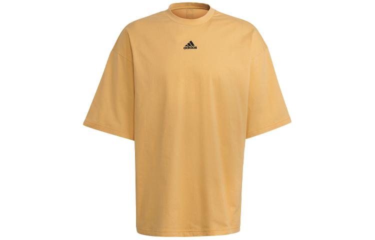 Adidas T Shirts Men s Orange Yellow Crew Neck Moderate Straight Fit H54035 XL
