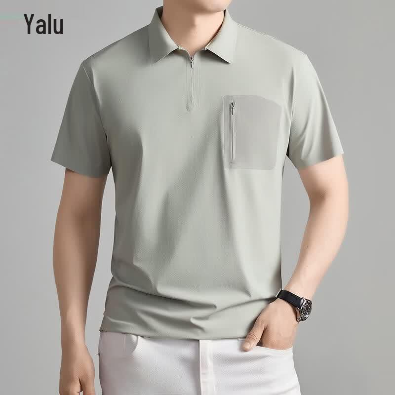 Men s Business Casual Half-Zip Polo Shirt M