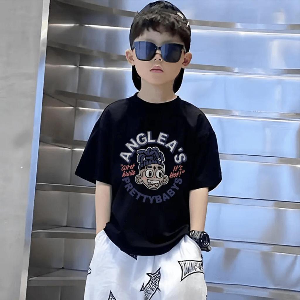 Boys' Trendy Korean Style Pure Cotton Short-Sleeve T-Shirt – Summer Clothing for Middle & Large Children