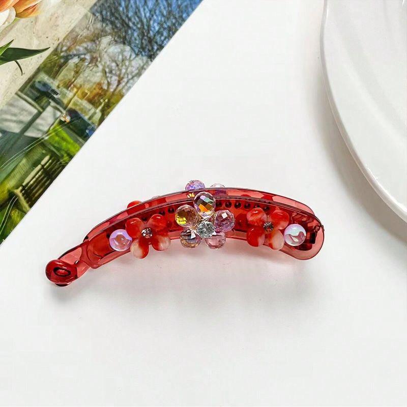 1pc Three petal grass banana clip, one word twist clip, temperament vertical clip, hair accessory, diamond studded hair clip