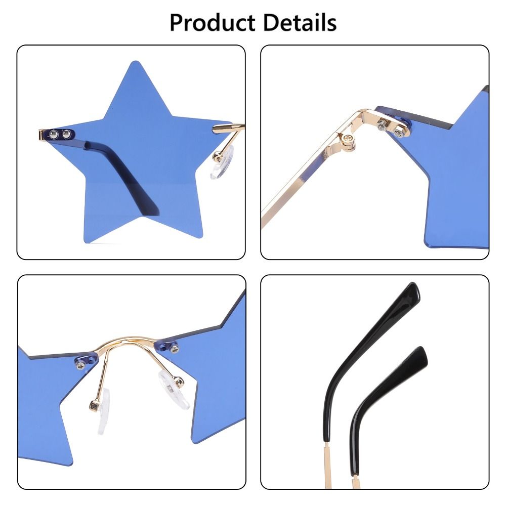 UV400 Eyewear Street Shot Rimless Sun Glasses Star Shape Sunglasses Pentagram Sunglasses