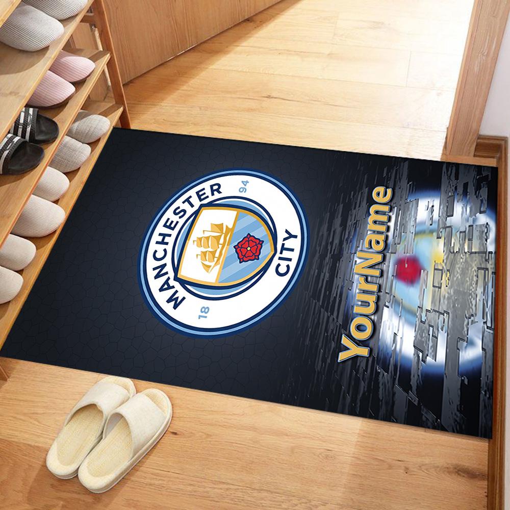 Manchester City Customize Text Area Rug Suitable for Game Room Study room Outdoor Foyer Anti-slip Rug Office home decor Gift for Festivals