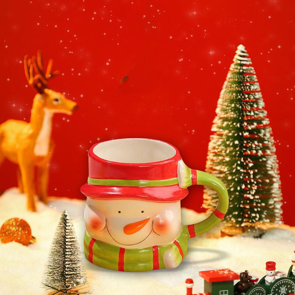 Cartoon Ceramic Mug Christmas Coffee Mugs Enamel Chocolate for Gifts Stocking Stuffer