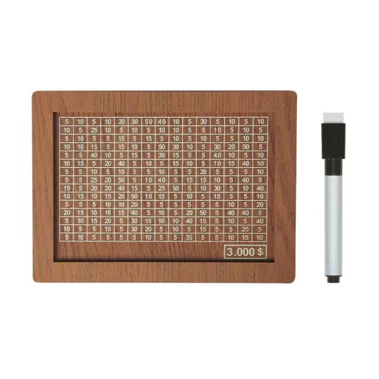 Wooden Cash Money Saving Box Money Saving Challenge Box with Money Target And Numbers Piggy Bank with Dry Erase Pen for Kids Adults