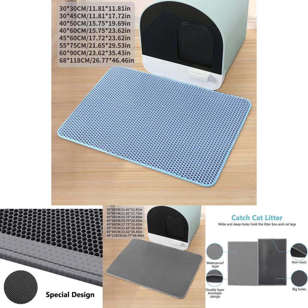 Deluxe Washable Cat Litter Mat Eva Material Non-slip Waterproof Cat Toilet Mat