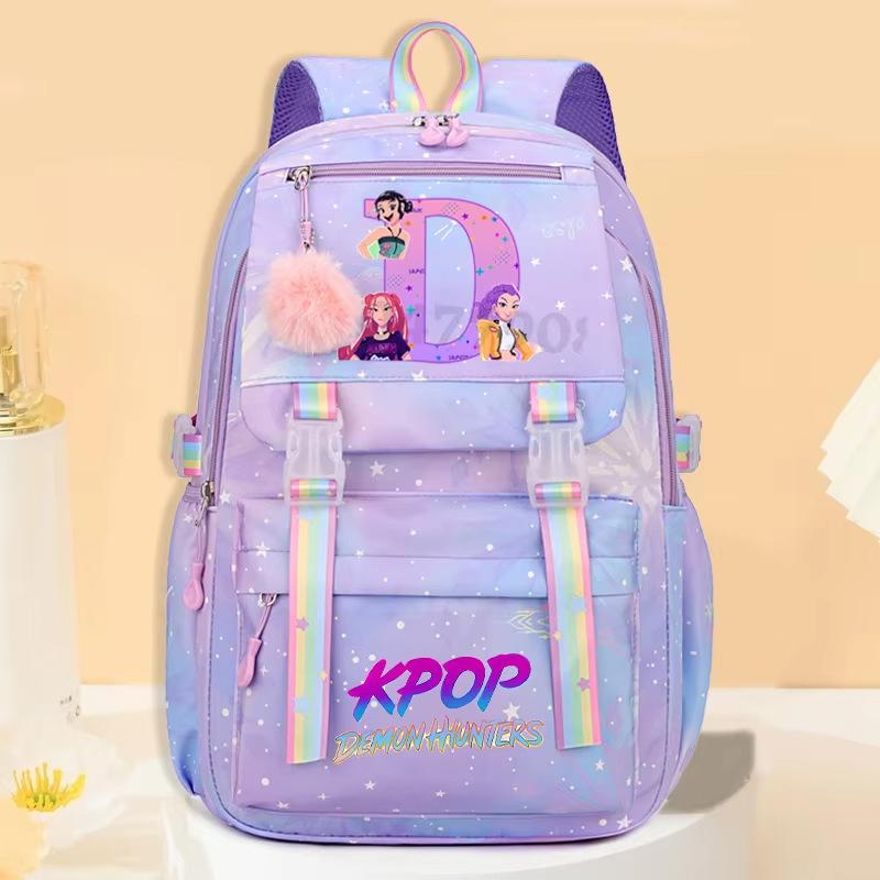 Campus Trend Animation Cartoon Letter Printing Backpack Lightweight Ridge Protection Large Capacity Student School Bag