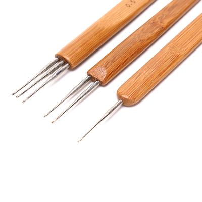 Professioneller Dreadlock-Häkelhaken mit Bambusgriff, 0,5 mm, 0,75 mm, 1 Haken, 2 Haken