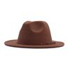 Europäischer, amerikanischer Herbst- und Winter-Kaffeefarbe Jazzhut Kinder Britischer Retro-Flachkrempen-Wollhut Filzhut Vielseitiger Mode-Hipster Zylinder