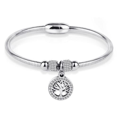

Hollow Tree Flower Bracelets for Women Stainless Steel Crystal Charm Bracelets Magnet Bangles Jewelry Wholesale WHITE&50-52mm серебряный