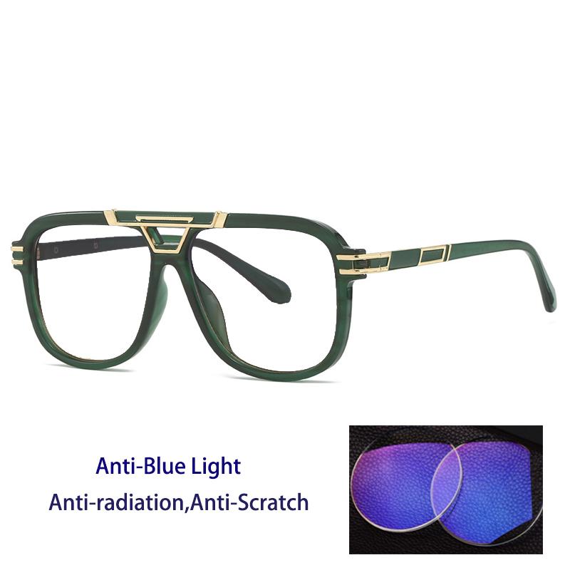 

KOCOLIOR New Brand Design Fashion Double Beam TR90 Green Presbyopia Glasses for Women and Men Large Frame Anti Blue Ray Glasses 0 зелений