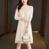 Bottom semi-turtleneck knitted dress women's autumn and winter new medium and long styles with coat inside and outside sweater skirt