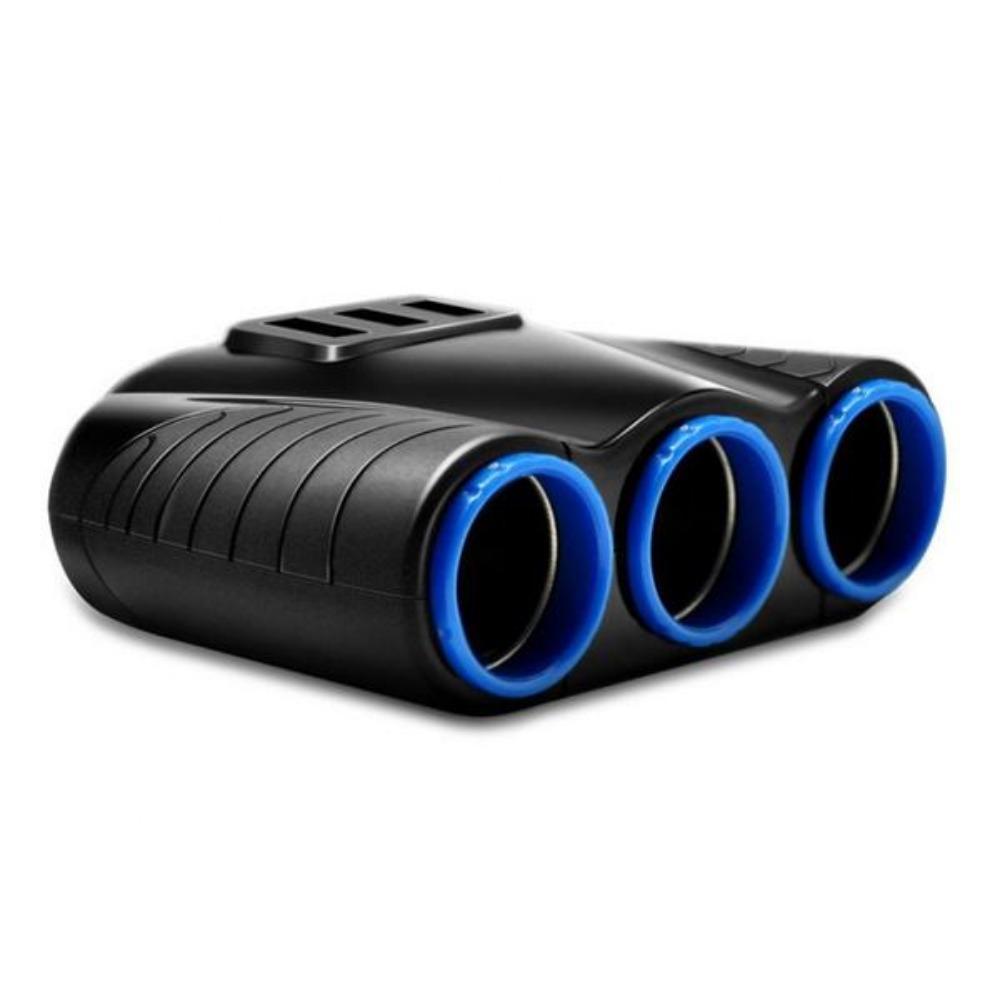1PC 120W 3 Way DC12V -24V Multi Socket Car Splitter Lighter Adapter USB Plug Charger