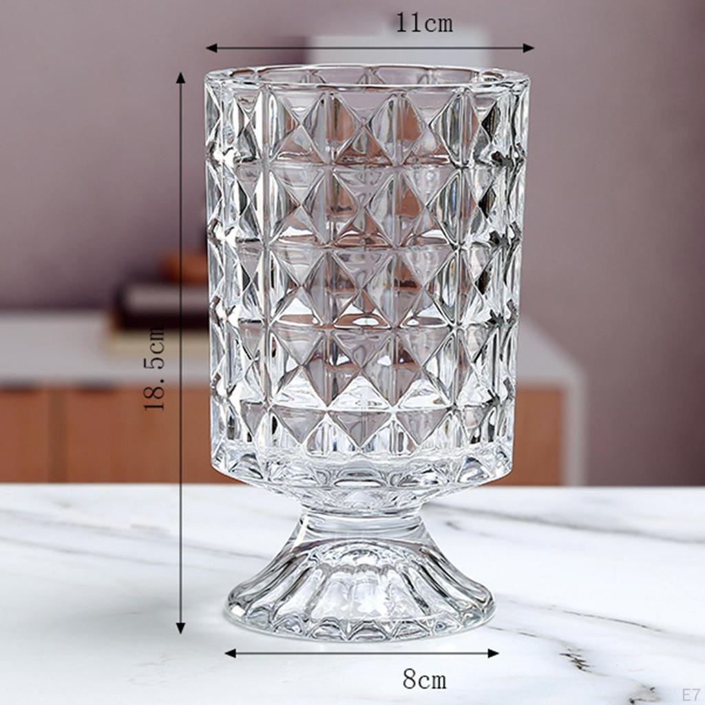 Modern Crystal Glass Vase Flower Arrangement Clear Dried Flowerpot for Centerpiece Home