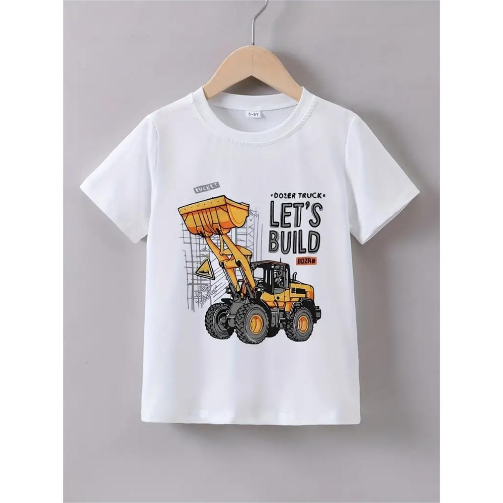 Children's T-Shirt Kids Clothes Cartoon Excavator Graphic T Shirts Short Sleeve Boys Summer Clothes O-Neck Toddler Boy Clothing