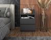 Bedside Table Gray 40cm 2 Drawers Shelf For Bedroom