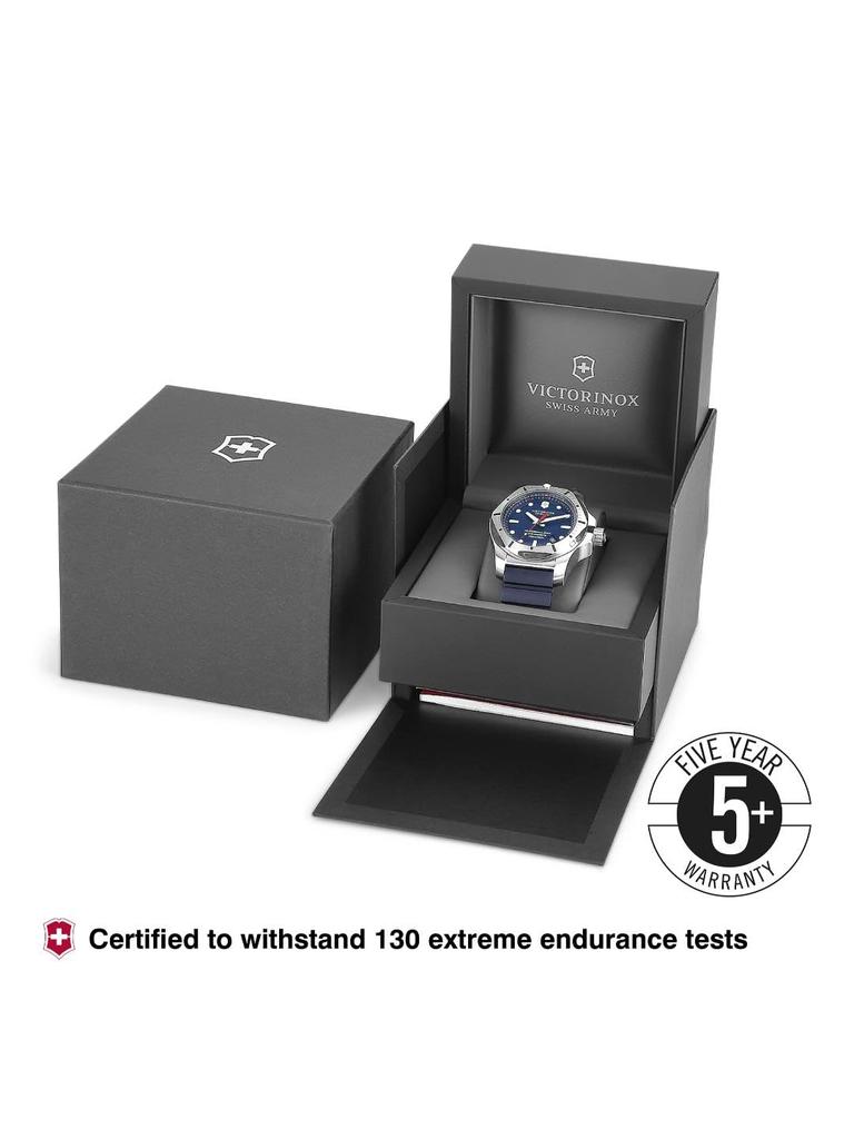 VICTORINOX PROFESSIONAL DIVER Stainless Steel Case Blue Blue Rubber Gift Item 241734 I.N.O.X. Wristwatch, (316L/Forged), Dial, Strap,