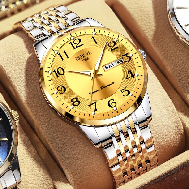 

Мужские оригинальные кварцевые часы - двойной календарь, светящиеся, водонепроницаемые, модный подарок для студента